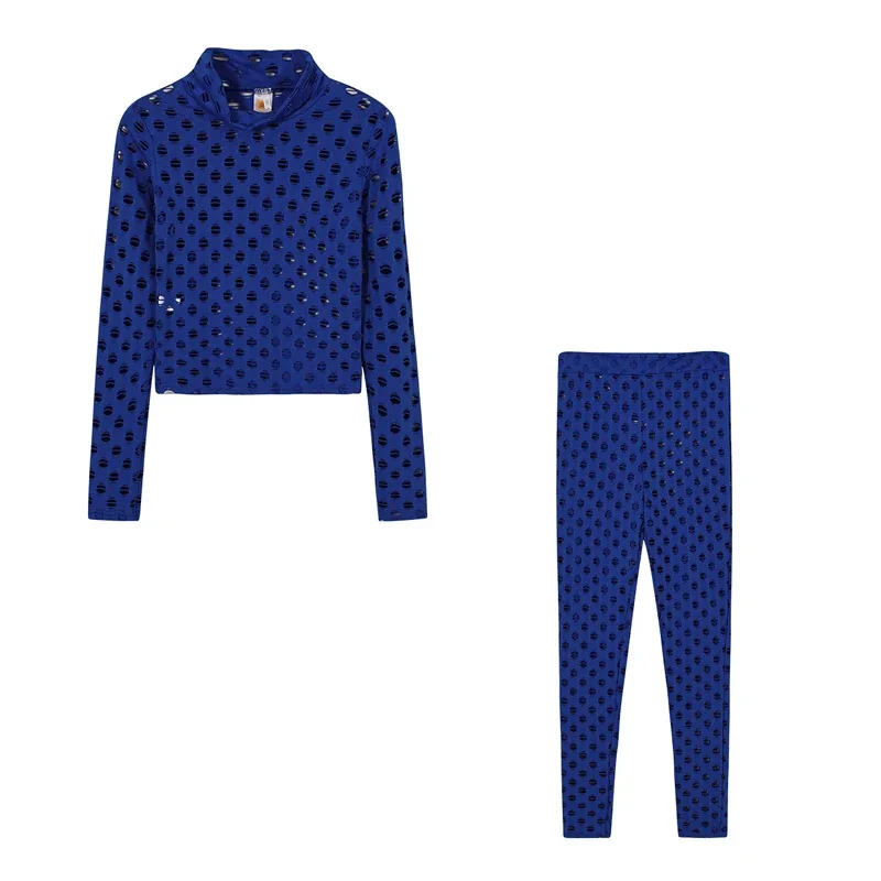 Breathable Mesh Sports Suit, Sexy Perspective, Close-fitting, High Neck Hole, Knitted Mesh, Street Fashion Trend - Image 6