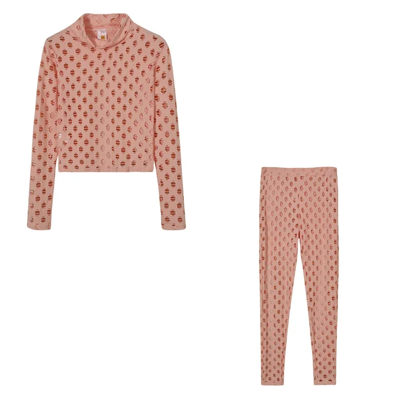 Breathable Mesh Sports Suit, Sexy Perspective, Close-fitting, High Neck Hole, Knitted Mesh, Street Fashion Trend - Image 5